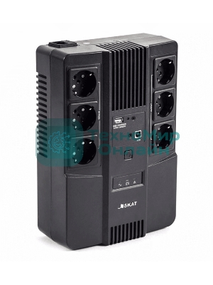 Источник бесперебойного питания SKAT-UPS 800 AI ИБП 220В 480Вт 1 АКБ 9А.ч внутр. меандр. стаб-ция напр-я. 6 выходов Бастион 452