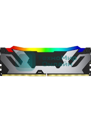 Оперативная память Kingston Fury Renegade, DDR5, 32GB (2x16GB), 6400MHz, CL32, DIMM, с радиатором, RGB, серебристый/черный