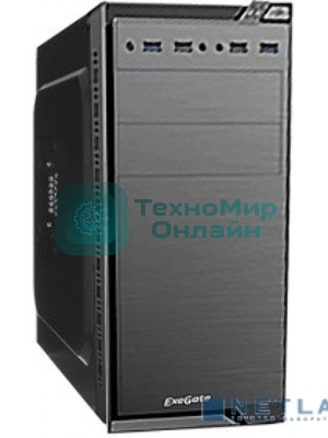 Компьютерный корпус Minitower ExeGate QA-412U Black, mATX, (XP350, Black, 120мм), 2хUSB+2хUSB 3.0, Audio