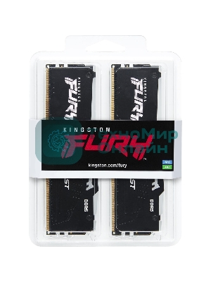 Оперативная память Kingston Fury Beast, DDR5, 64Gb (2x32GB), 5600MHz, CL36, DIMM, радиатор, RGb, черный