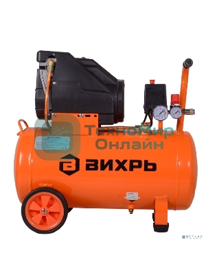 Компрессор винтовой Вихрь КП-195/50 безмасляный 195л/мин 50л 1100Вт оранжевый/черный