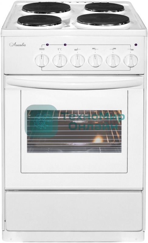 Плита электрическая Лысьва ЭП 411 СТ белый, конфорок 4 электрических, духовка 57 л, 50 см x 84 см x 60 см