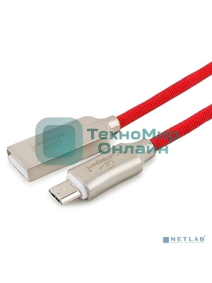 Кабель USB2.0 Cablexpert CC-P-mUSB02R-1.8M, AM/microB, серия Platinum, длина 1.8м, красный, блистер