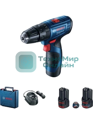 Дрель-шуруповерт Bosch GSB 120 Li, 12 В, 2 Ач, 30 Нм, щеточный