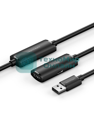 Активный кабель-удлинитель Vention USB 2.0 AM/AF с усилителем - 15м Черный