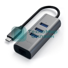 USB-концентратор Satechi Type-C 2-in-1 USB 3.0 Aluminum 3 Port Hub and Ethernet Port. Интерфейс Type-C. серый космос.