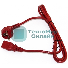 Кабель питания компьютера (Schuko+C13) (3x1.0), 10A, угловая вилка, 5 м, красный Hyperline PWC-IEC13-SHM-5.0-RD