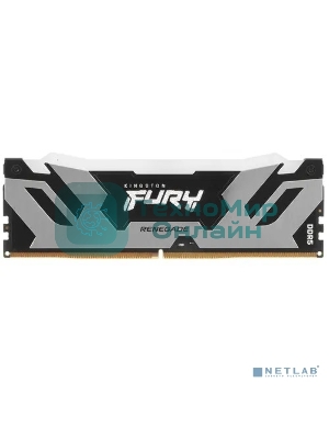 Оперативная память Kingston Fury Renegade, DDR5, 16Gb (1x16Gb), 6400MHz, CL32, DIMM, с радиатором, RGB, серебристый/черный