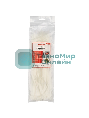 Хомут-стяжкa нейлоновая с тройным замком Rexant 300x3,6 мм, белая, упаковка 100 шт.