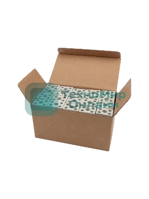 Клемма керамическая винтовая Rexant 4 мм² 2 пары контактов с крепежным отверстием (100 шт./уп.)