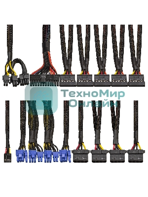 Блок питания ExeGate 900PPX (EX222114RUS), 900Вт, 80 PLUS Bronze, 140мм, модульный, черный