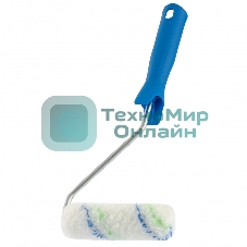 Мини-валик в сборе Сибртех Водные краски, 110 мм, ворс 12 мм,D - 16 мм, D ручки - 6 мм,полиэстер