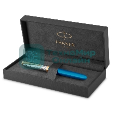 Ручка перьевая Parker 51 Premium (CW2169078) Turquoise GT, F, сталь нержавеющая, подарочная коробка