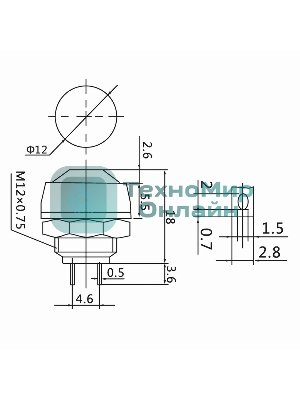 Выключатель-кнопка Rexant 250V 1А (2с) OFF-(ON) Б/Фикс красный Micro