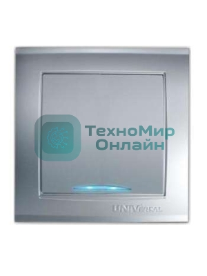 Выключатель 1-кл. СП Бриллиант 10А IP20 с подсветкой серебр. Universal 7949643