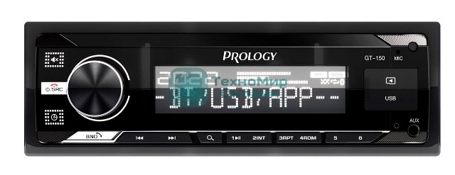 Автомагнитола Prology GT-150, 1 DIN, Bluetooth, USB Type-A, AUX, пульт ДУ