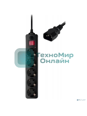 Сетевой фильтр Buro 500SH-1.8-UPS-B 1.8 м, 5 розеток, черный, коробка