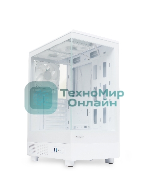 Компьютерный корпус HSPD F510, Panoramic Mid Tower, белый, TG, 0.5 SPCC, 3x120мм ARGB ATX, mATX, mITX 180/280/160мм 1x2.5