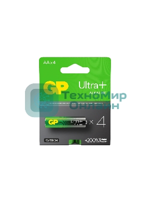Алкалиновые батарейки c технологией G-tech GP Ultra Plus Alkaline 15А AА - 4 шт. на блистере