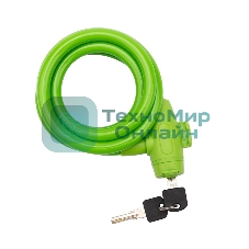Тросовый замок взломостойкий для велосипедов и колясок с ключом Четыре сезона 150 см зеленый 79-0313