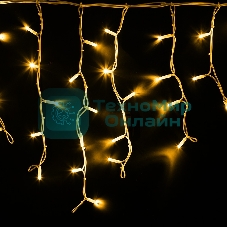 Гирлянда Neon-night Айсикл (бахрома) светодиодный, 4,0 х 0,6 м, белый провод каучук, 230 В, диоды желтые, 128 LED