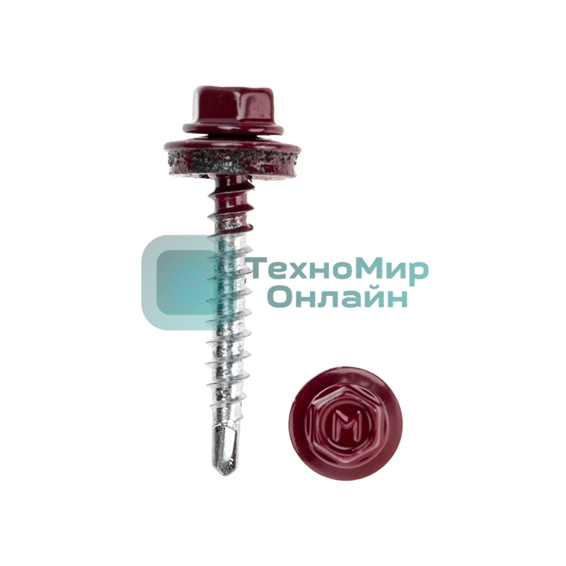 Саморез кровельный Kranz 4,8х35, окрашенный RAL 3005, короб (250 шт/уп)