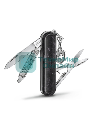 Нож перочинный Victorinox Classic Brilliant Carbon (0.6221.90) 58мм 5 функций черный/серебристый подар.коробка
