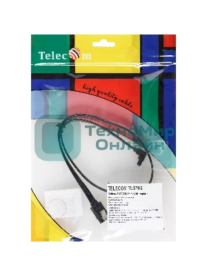 Кабель SATA M --SATA M 3.0V 7 pin угловой разъем Telecom 0.5m TUS705-0.5M