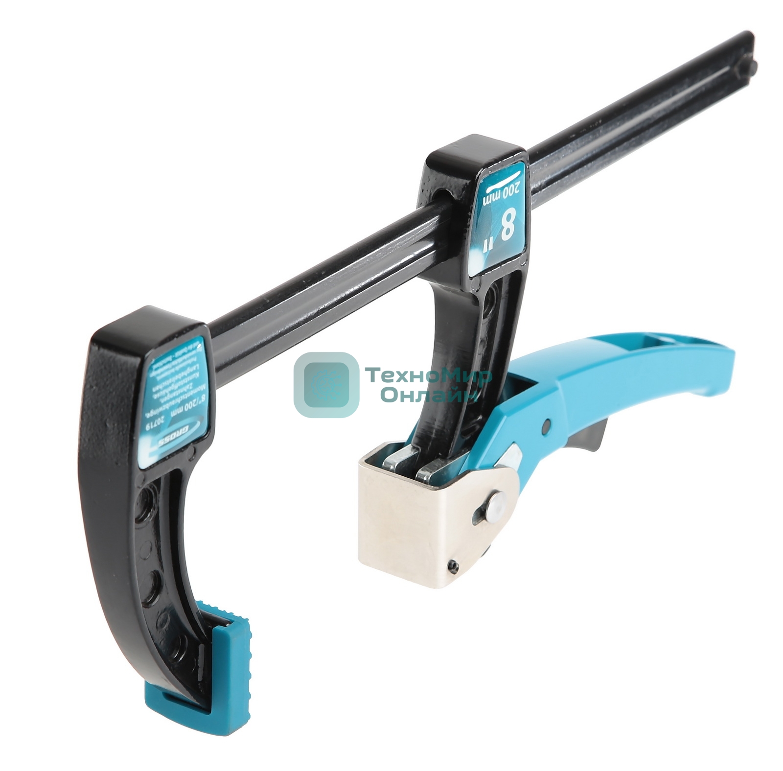 Струбцина реечная быстрозажимная GROSS 20719 8/200ммметаллич корпус, рычажный храповый механизм