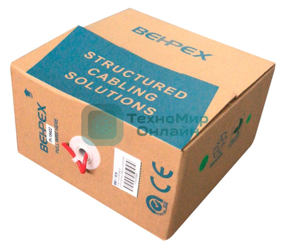 Кабель сетевой UTP 4 пары cat5E solid 0.45мм CCA 305м красный