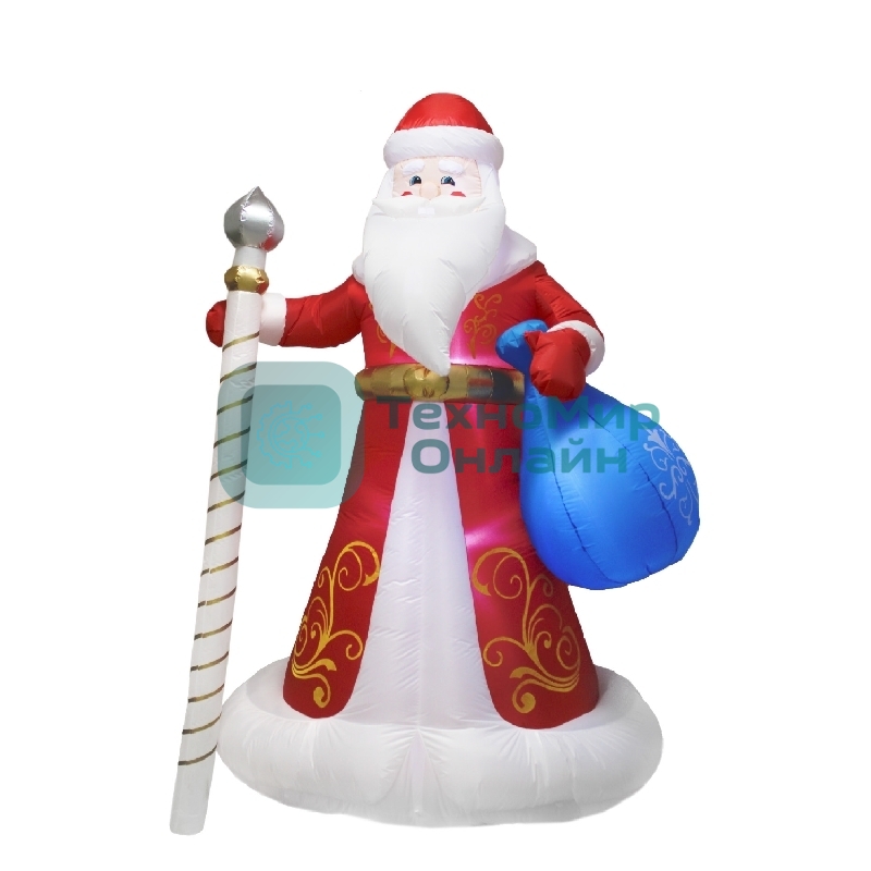 Фигура 3D Neon-night надувная Дед Мороз с подарками, размер 300 см, внутренняя подсветка 12 LED, компрессор с адаптером 12В, IP44