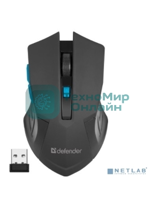 Мышь беспроводная Defender Accura MM-275 синий, 1600 dpi, радиоканал, USB, кнопки - 6