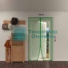 Дверная антимоскитная сетка 210х100см, с магнитами по всей длине, зеленая ЧЕТЫРЕ СЕЗОНА