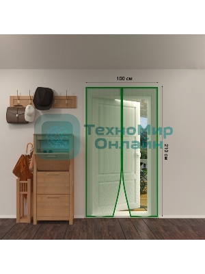 Дверная антимоскитная сетка 210х100см, с магнитами по всей длине, зеленая ЧЕТЫРЕ СЕЗОНА