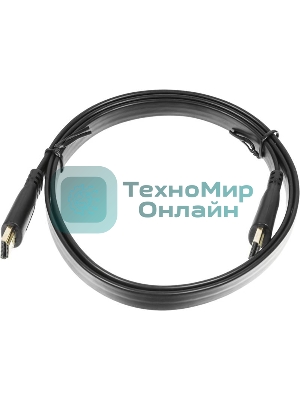 Кабель аудио-видео Buro Flat HDMI (m)/HDMI (m) 1м. черный