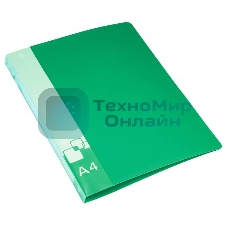 Папка на 2-х D-кольцах Бюрократ -0840/2DGRN A4 пластик 0.8мм кор.40мм внут.и торц.карм зеленый