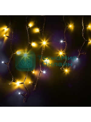 Гирлянда Neon-night Айсикл (бахрома) светодиодный, 4,0 х 0,6 м, с эффектом мерцания, черный провод каучук, 230 В, диоды желтые,