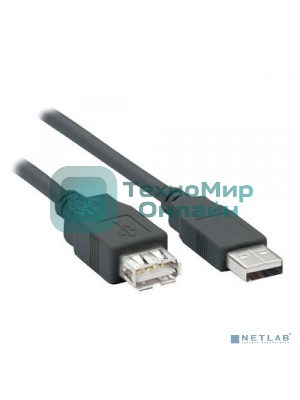 Кабель удлинитель Filum USB 2.0, 1 м., серый, разъемы: USB A male-USB A female, пакет. (FL-C-U2-AM-AF-1M)
