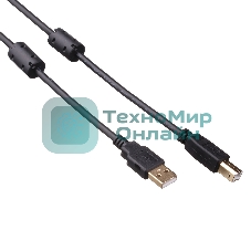 Кабель USB 2.0 A-->B 1.8м Exegate 2 фильтра, позолоченные контакты