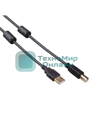Кабель USB 2.0 A-->B 1.8м Exegate 2 фильтра, позолоченные контакты