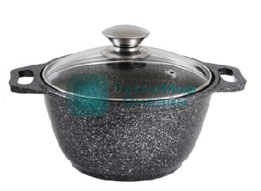 Кастрюля Kukmara КМТ22а, 2,0 л. темный мрамор, стеклянная крышка.