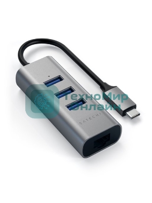 USB-концентратор Satechi Type-C 2-in-1 USB 3.0 Aluminum 3 Port Hub and Ethernet Port. Интерфейс Type-C. серый космос.