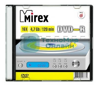 Диск DVD-R Mirex 4.7 Gb, 16x, Slim Case (5), (5/200)