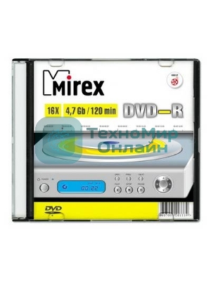 Диск DVD-R Mirex 4.7 Gb, 16x, Slim Case (5), (5/200)