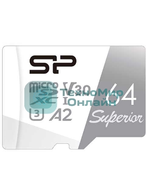 Флеш карта microSD 64Gb Silicon Power Superior Pro A2 microSDXC Class 10 UHS-I U3 Colorful 100/80 Mb/s (SD адаптер)