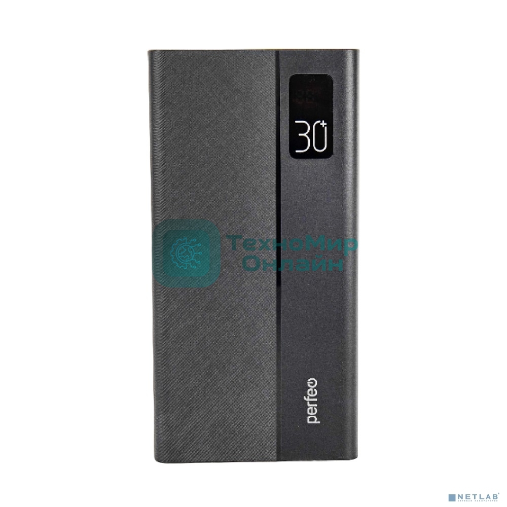 Портативный аккумулятор Perfeo Powerbank MOUNTAINS 30000 mAh/LED дисплей/PD + QC 3.0/Type-C/4 USB/Выход: 3A, max 22.5W/черный (PF_D0161)