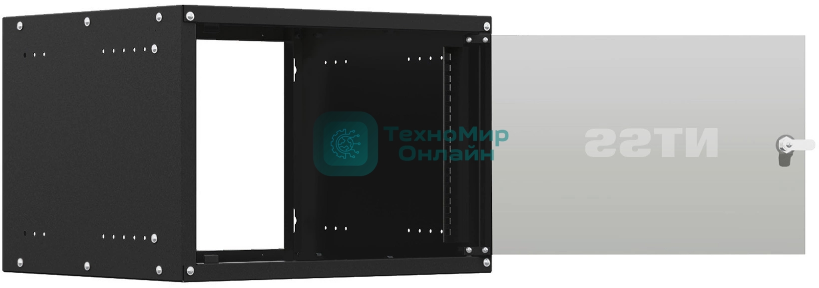 Шкаф коммутационный NTSS Lime (NTSS-WL6U5535GS-BL) настенный 6U 550x350 мм пер. дв. стекл несъемн. бок. пан. 30 кг черный 270 мм 8.4 кг 110 град. 370 мм IP20 сталь