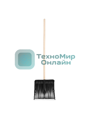 Лопата для уборки снега Сибртех пластиковая, 380х360х1420 мм, деревянный черенок