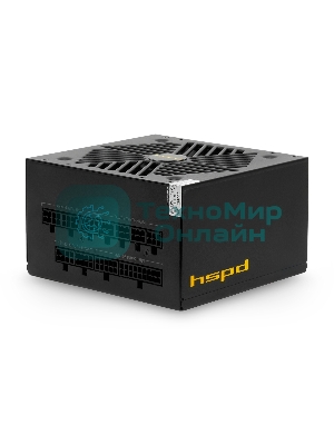 Блок питания HSPD, 850W 80 PLUS Gold (ATX, 2.52, Full modular, 1x24(20+4)pin mesh 550мм, 1xCPU*2 8(4+4)pin 650+150мм, 2xPCIe*2 8(6+2)pin 500+150мм, 2xSATA*3 450+150+150мм, 1xMOLEX4pin*3 450+150+150мм, Active, 120x120мм, 150x140x86мм, APFC, OVP, UVP, SCP, OCP, OTP, OPP, NLO, SIP, black)