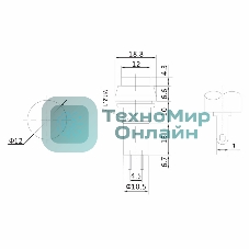 Выключатель-кнопка Rexant 250V 1А (2с) (ON)-OFF Б/Фикс зеленый